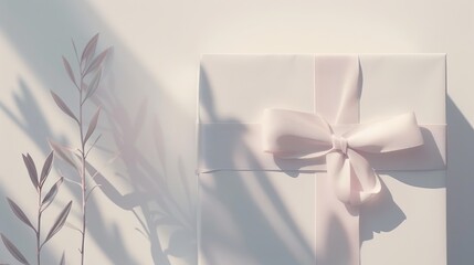 Minimalist abstract illustration of a neatly tied ribbon bow atop a wrapped gift, offering a simple yet stylish visual for advertising campaigns.