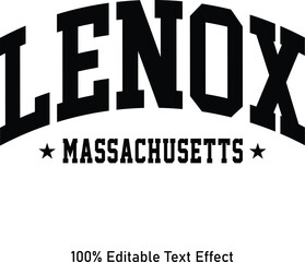 Lenox text effect vector. Editable college t-shirt design printable text effect vector