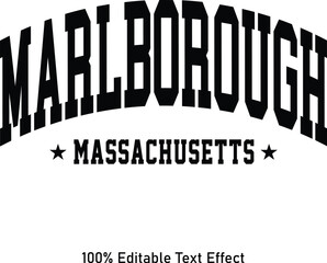 Marlborough text effect vector. Editable college t-shirt design printable text effect vector