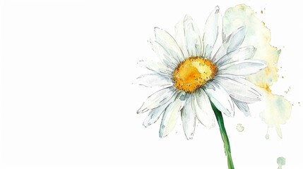 Fototapeta na wymiar Watercolor daisy clipart with white petals and yellow centers.