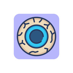 Eyeball front view thin line icon. Vein, iris, inflammation outline sign. Ophthalmology and healthcare concept. Vector illustration for web design and apps