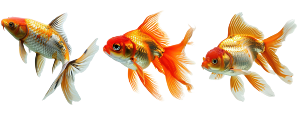 Set of goldfish white background, isolated, png