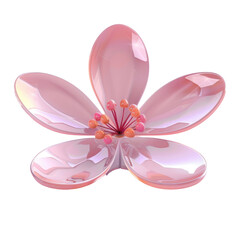 Pink flower with red center on Transparent Background