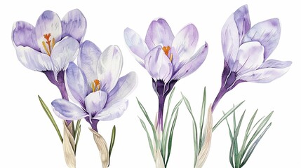 Watercolor iris clipart with intricate purple and blue blooms.