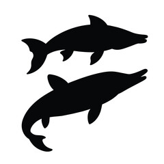 silhouette of gar fish on white