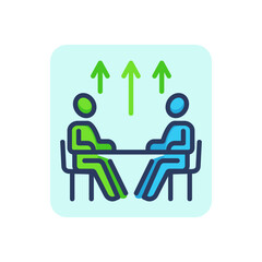 Interview for better position thin line icon. Staff, manager, employee outline sign. Business communication concept. Vector illustration for web design and apps