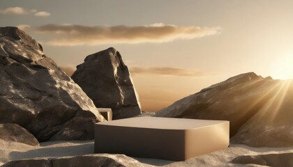 black geometric stone and rock shape background minimalist mockup for podium display or showcase 3d...