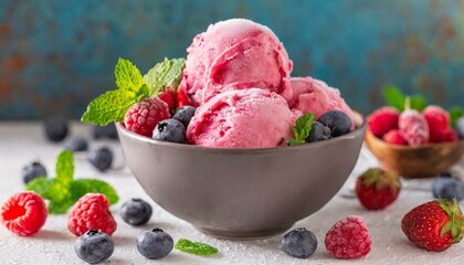 Close-up Shot of Delicious Berry Ice Cream Treat