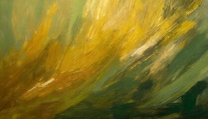 oil paint strokes on wide canvas textured green background decorating art painting illustration...