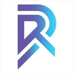 R Letter logo | R letter Icon. RD Letter logo | RD letter Icon. Blue, Sky and Violet, white background ribbon vector illustration.
