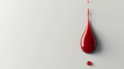 Obraz premium A bright red paint droplet on a textured white surface.