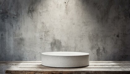 Timeless Appeal: Empty Product Podium Against Weathered Concrete Wall