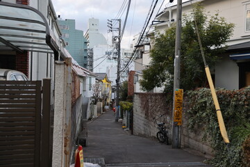 Steet alleyway in Tokyo Japan outside metro area on February 15, 2024