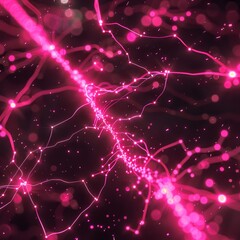 Pink laser light outlining a neural map.