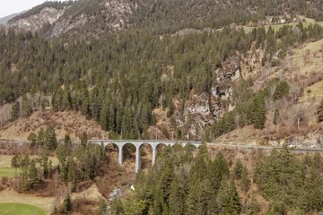 Schapenvacht deken met foto Landwasserviaduct Mini viaduct before Landwasser Viaduct