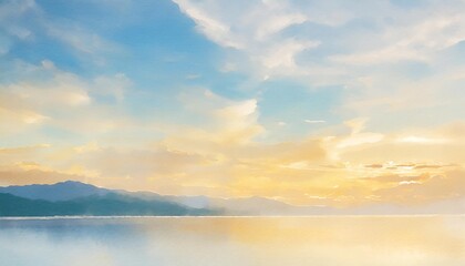 abstract colorful background hand painted blue sky watercolor cloudy blue sky background for banner landscape landscape and seascape painting - obrazy, fototapety, plakaty