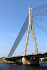 25 07 2023 Riga Latvia. Riga, the capital of Latvia, is located on the banks of the Daugava River at its confluence with the Gulf of Riga.