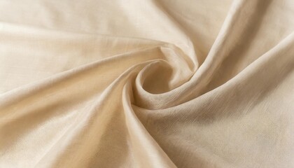 soft draped neutral beige linen fabric texture aesthetic textile background with abstract folds...
