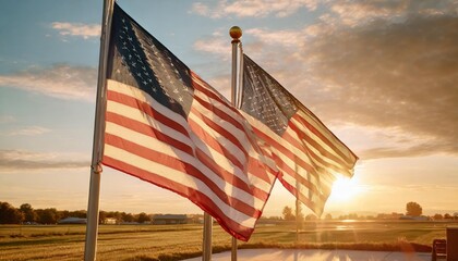 2 usa flags on flag poles wallpapers banner hd design