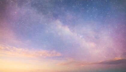 night starry sky and bright purple blue galaxy horizontal background