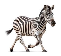 Obraz premium Zebra in running pose on isolated background