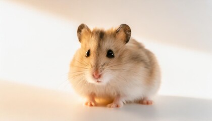 little cute isolated small hamster sitting on white background closeup shot