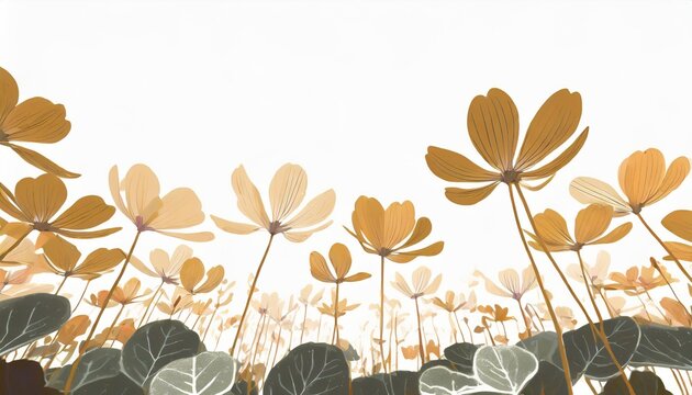 sowbread cyclamen flowers vector drawing wild plants at white background floral border hand drawn botanical illustration