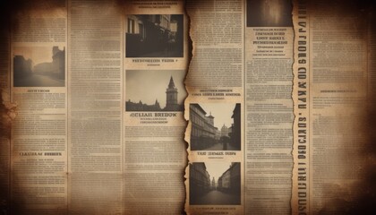 Aged Newspaper With Torn Paper - obrazy, fototapety, plakaty