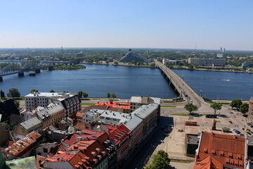 25 07 2023 Riga Latvia. Riga, the capital of Latvia, is located on the banks of the Daugava River...