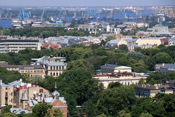 Fototapeta na wymiar 25 07 2023 Riga Latvia. Riga, the capital of Latvia, is located on the banks of the Daugava River at its confluence with the Gulf of Riga.