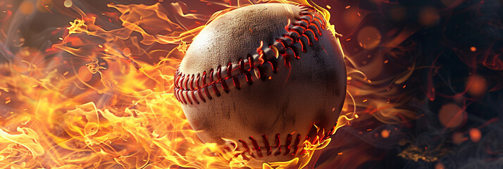 Image of a baseball on fire flying through the air