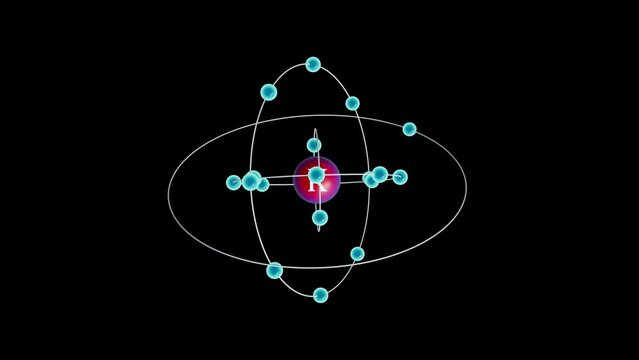 Potassium with electrons revolving around the atom