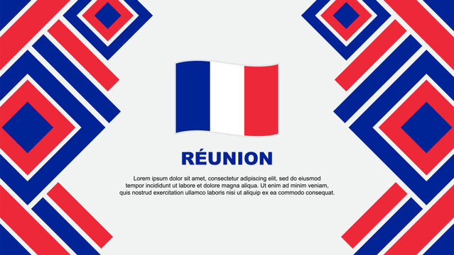 Reunion Flag Abstract Background Design Template. Reunion Independence Day Banner Wallpaper Vector Illustration. Reunion