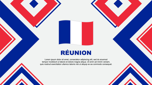 Reunion Flag Abstract Background Design Template. Reunion Independence Day Banner Wallpaper Vector Illustration. Reunion Independence Day