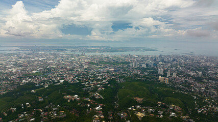 Obraz premium Aerial view of Cebu city with modern buildings, skyscrapers and business centers. Philippines.