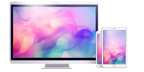Tablet desktop computer smartphone handphone on transparent background