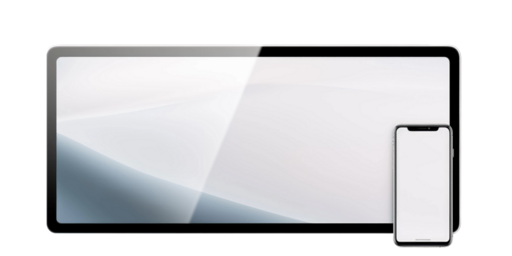 Tablet desktop computer smartphone handphone on transparent background