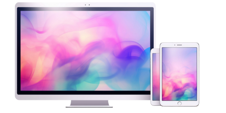 Tablet desktop computer smartphone handphone on transparent background - Powered by Adobe