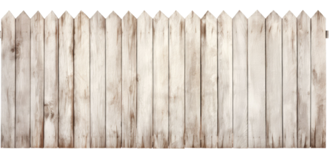 Wooden white washed rustic board wood fence gate on transparent background