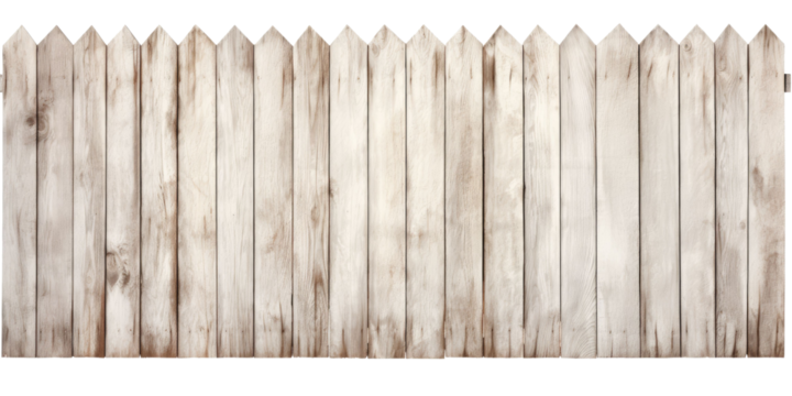 Wooden white washed rustic board wood fence gate on transparent background