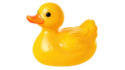 Yellow rubber duck on transparent background. Mockup template for artwork