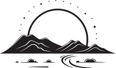 Fototapeta na wymiar Serene Wasteland Minimalist Desert Icon Vector Design Solitude Mirage Minimalist Desert Scene Logo