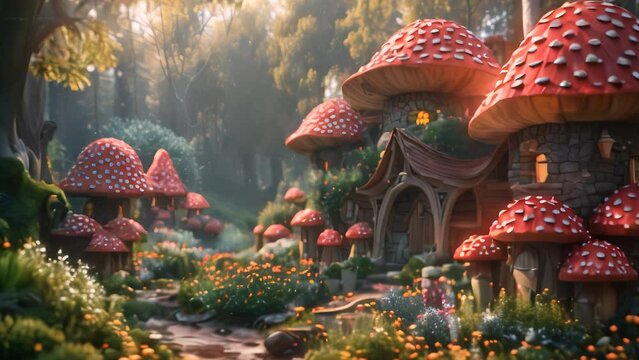 fantasy world city amazing mushroom house