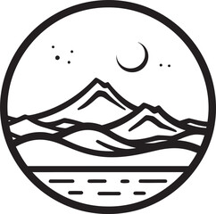 Nomadic Tranquility Minimalist Desert Scene Symbol Zen Sands Minimalist Desert Logo Vector
