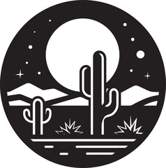 Desert Zenith Minimalist Landscape Emblem Icon Oasis Tranquility Minimalist Desert Scene Logo Design