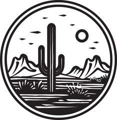 Desert Zenith Minimalist Desert Scene Logo Design Mirage Tranquility Minimalist Icon Vector Emblem