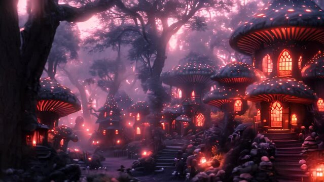 amazing fantasy world mushroom house forest
