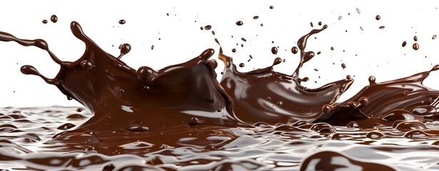 Chocolate Chocolate flow isolated on white background close up Chocolate. Chocolate Splash Background
