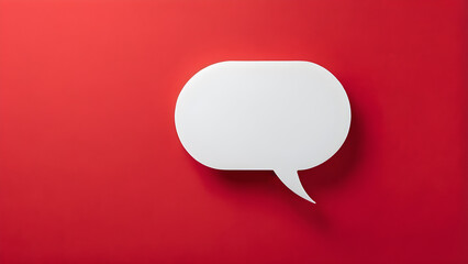 red speech bubble. mockup the blank white speech bubble on a red background. Comment icon. Feedback message. Online communication. information announcement for small business discount sale