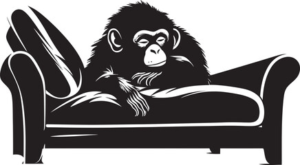 Relaxation Retreat Monkey Resting on Couch Icon Dreamy Doze Haven Couch Nap Icon Vector